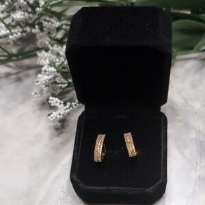 NEW! Citrine & 18K Gold-Plated Huggie Earrings With Swarovski Crystals